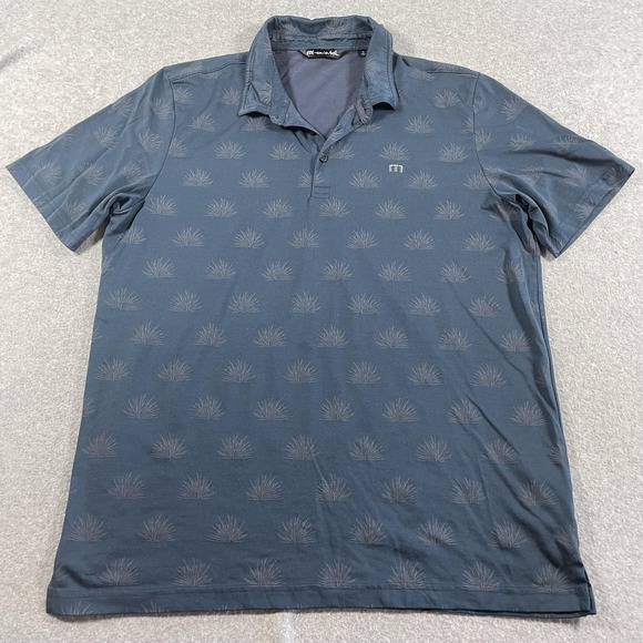 Travis Mathew Polo Shirt Mens XL Blue Palm Country Mile Pima Cotton Wenatchee - Picture 1 of 8